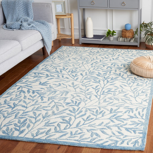 Safavieh Jardin Hand Tufted Wool Cotton Blend Area Rug - Timeless Elegance For Any Room Decor Style Ivory ,Blue 80% Wool,20% Cotton Jar753l-211