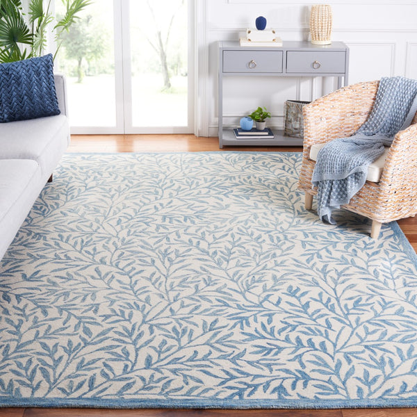 Safavieh Jardin Hand Tufted Wool Cotton Blend Area Rug - Timeless Elegance For Any Room Decor Style Ivory ,Blue 80% Wool,20% Cotton Jar753l-211