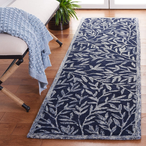 Safavieh Jardin Hand Tufted Wool Cotton Blend Area Rug - Timeless Elegance For Any Room Decor Style Navy ,Ivory 80% Wool,20% Cotton Jar753n-9