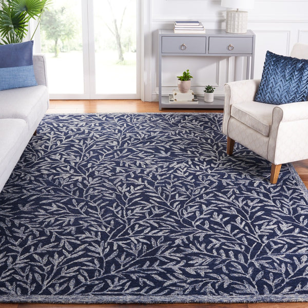 Safavieh Jardin Hand Tufted Wool Cotton Blend Area Rug - Timeless Elegance For Any Room Decor Style Navy ,Ivory 80% Wool,20% Cotton Jar753n-9