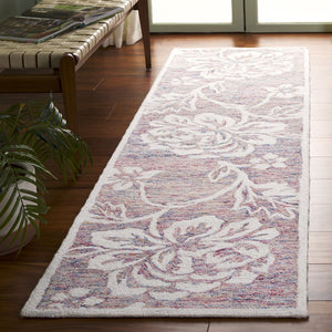 Safavieh Jardin Hand-tufted Runner Rug - Luxurious Floral Design For Elegant Hallways And Living Spaces Grey ,Ivory 80% Wool,20% Cotton Jar757f-28