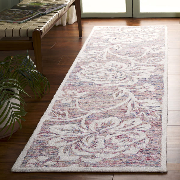 Safavieh Jardin Hand-tufted Runner Rug - Luxurious Floral Design For Elegant Hallways And Living Spaces Grey ,Ivory 80% Wool,20% Cotton Jar757f-28