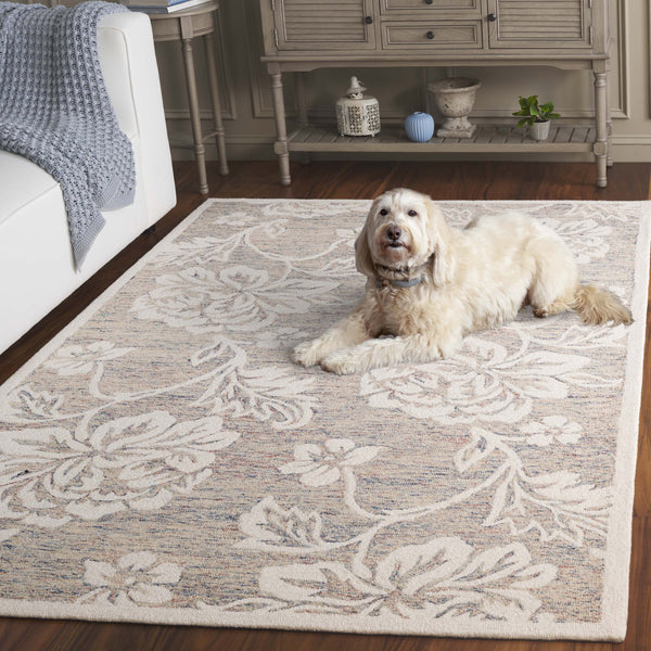 Safavieh Jardin Hand-tufted Runner Rug - Luxurious Floral Design For Elegant Hallways And Living Spaces Grey ,Ivory 80% Wool,20% Cotton Jar757f-5