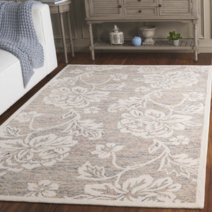 Safavieh Jardin Hand-tufted Runner Rug - Luxurious Floral Design For Elegant Hallways And Living Spaces Grey ,Ivory 80% Wool,20% Cotton Jar757f-5
