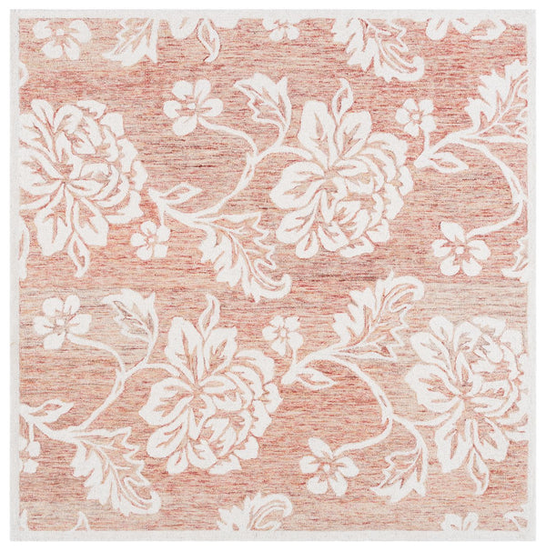 Safavieh Jardin Hand-tufted Runner Rug - Luxurious Floral Design For Elegant Hallways And Living Spaces Rust ,Ivory 80% Wool,20% Cotton Jar757p-6sq