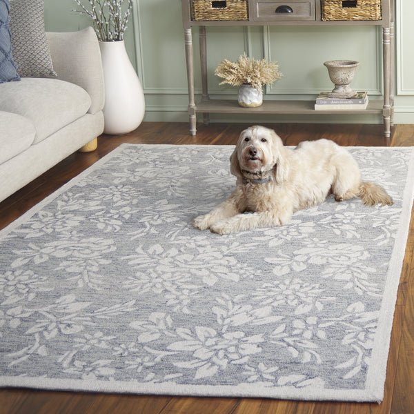 Safavieh Jardin Luxurious Hand-tufted Floral Runner Rug In Elegant Grey Hues - Comfort & Style Combined Grey ,Ivory 80% Wool,20% Cotton Jar758f-5