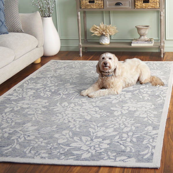 Safavieh Jardin Hand-tufted Grey And Ivory Floral Area Rug - Luxurious Softness And Timeless Elegance For Your Home Grey ,Ivory 80% Wool,20% Cotton Jar758f-4