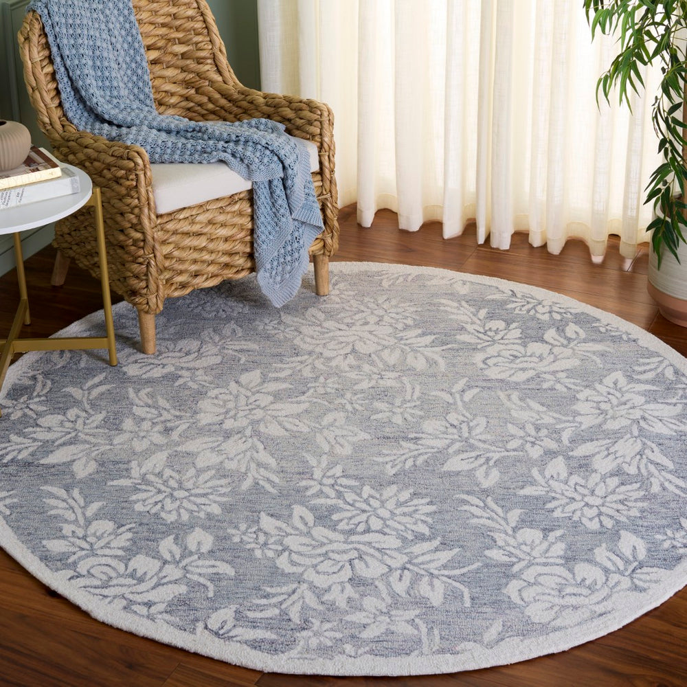 Safavieh Jardin Hand-tufted Grey And Ivory Floral Area Rug - Luxurious Softness And Timeless Elegance For Your Home Grey ,Ivory 80% Wool,20% Cotton Jar758f-4