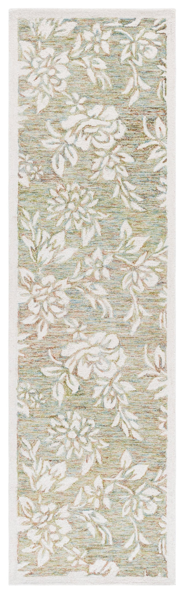 Safavieh Jardin Luxurious Hand-tufted Floral Runner Rug In Elegant Grey Hues - Comfort & Style Combined Green ,Ivory 80% Wool,20% Cotton Jar758y-28