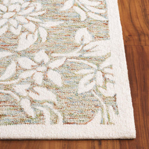 Safavieh Jardin Luxurious Hand-tufted Floral Runner Rug In Elegant Grey Hues - Comfort & Style Combined Green ,Ivory 80% Wool,20% Cotton Jar758y-5