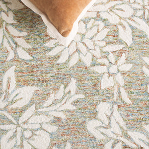 Safavieh Jardin Luxurious Hand-tufted Floral Runner Rug In Elegant Grey Hues - Comfort & Style Combined Green ,Ivory 80% Wool,20% Cotton Jar758y-5