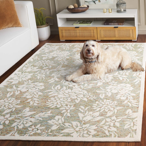 Safavieh Jardin Hand-tufted Grey And Ivory Floral Area Rug - Luxurious Softness And Timeless Elegance For Your Home Green ,Ivory 80% Wool,20% Cotton Jar758y-4
