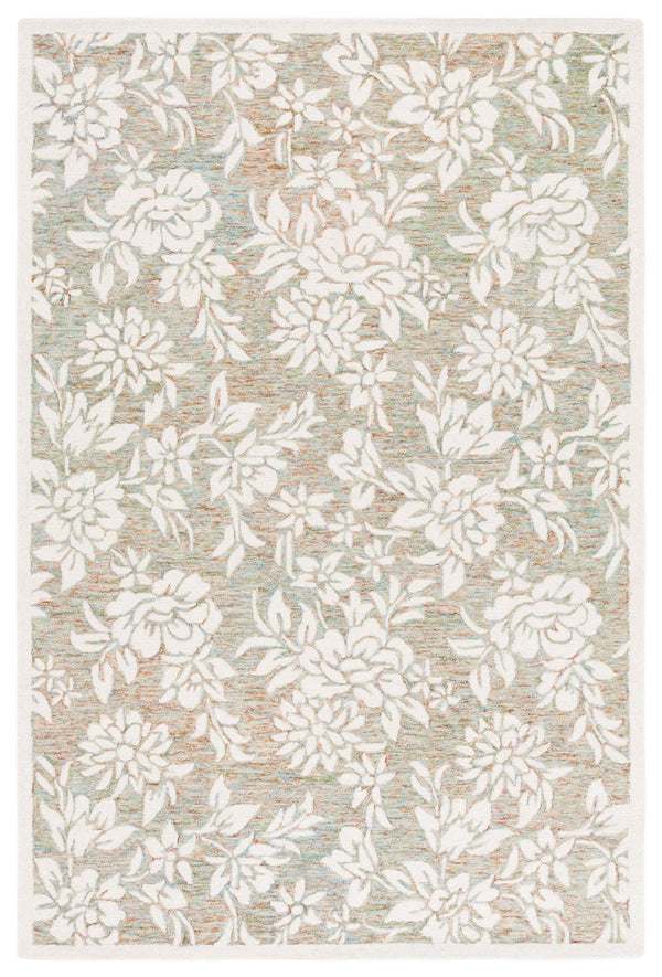 Safavieh Jardin Luxurious Hand-tufted Floral Runner Rug In Elegant Grey Hues - Comfort & Style Combined Green ,Ivory 80% Wool,20% Cotton Jar758y-5