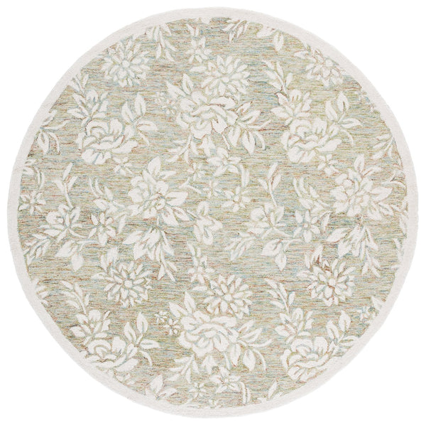 Safavieh Jardin Luxurious Hand-tufted Floral Runner Rug In Elegant Grey Hues - Comfort & Style Combined Green ,Ivory 80% Wool,20% Cotton Jar758y-6r