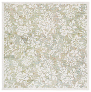 Safavieh Jardin Luxurious Hand-tufted Floral Runner Rug In Elegant Grey Hues - Comfort & Style Combined Green ,Ivory 80% Wool,20% Cotton Jar758y-6sq