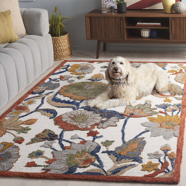 Safavieh Jardin Hand-tufted Floral Area Rug - Timeless Elegance For Hallways And Living Spaces - 80% Wool Ivory ,Green 80% Wool,20% Cotton Jar759a-5