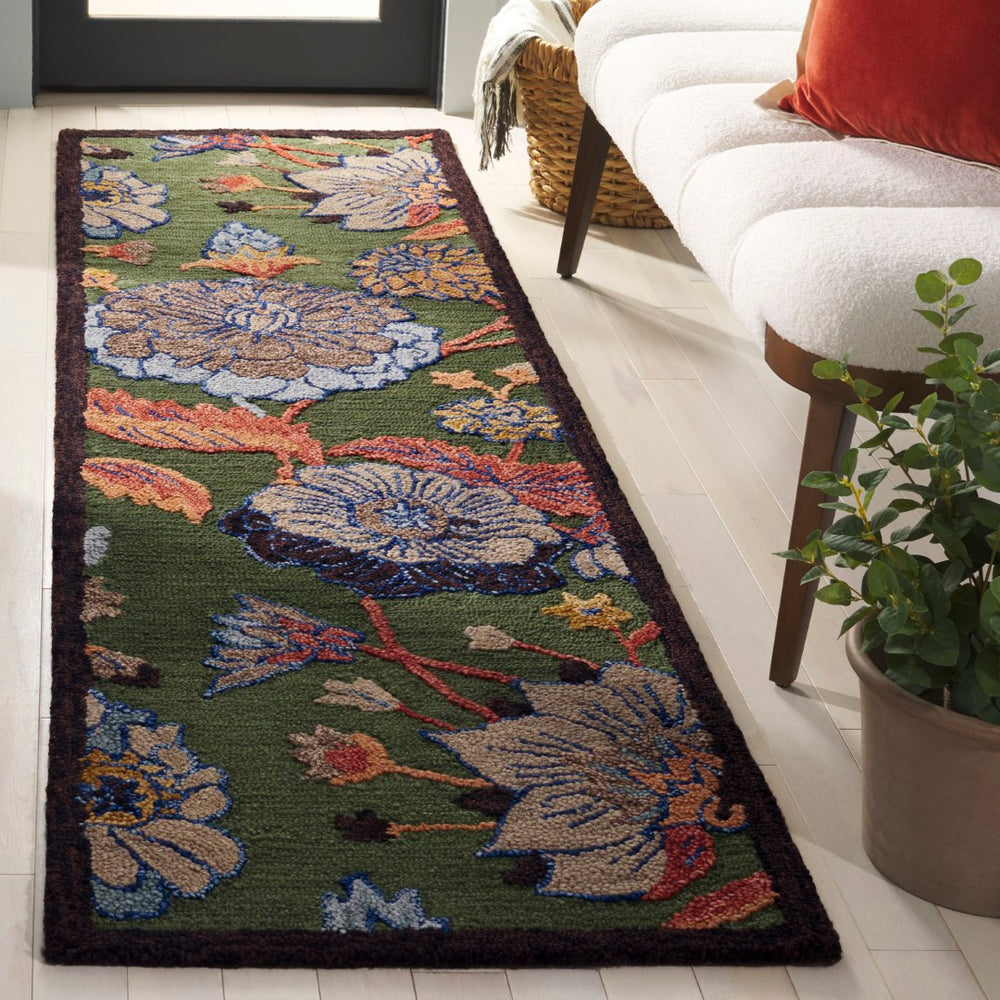 Safavieh Jardin Hand Tufted Floral Area Rug – Luxurious Wool & Cotton Blend For Elegant Home Décor Ivory ,Green 80% Wool,20% Cotton Jar759a-4