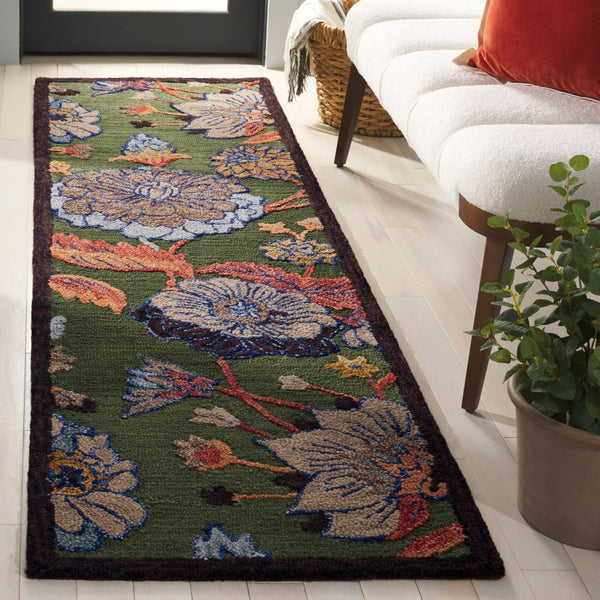 Safavieh Jardin Hand Tufted Floral Area Rug – Luxurious Wool & Cotton Blend For Elegant Home Décor Green ,Blue 80% Wool,20% Cotton Jar759y-3