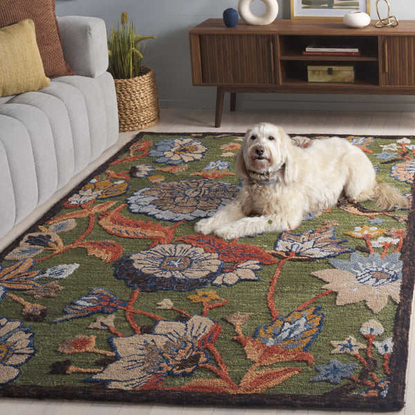 Safavieh Jardin Hand-tufted Floral Area Rug - Timeless Elegance For Hallways And Living Spaces - 80% Wool Green ,Blue 80% Wool,20% Cotton Jar759y-5