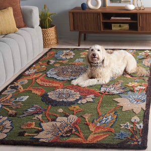 Safavieh Jardin Hand Tufted Floral Area Rug – Luxurious Wool & Cotton Blend For Elegant Home Décor Green ,Blue 80% Wool,20% Cotton Jar759y-3