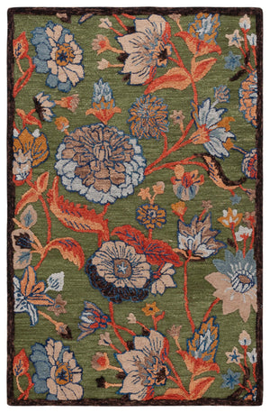 Safavieh Jardin Hand-tufted Floral Area Rug - Timeless Elegance For Hallways And Living Spaces - 80% Wool Green ,Blue 80% Wool,20% Cotton Jar759y-5