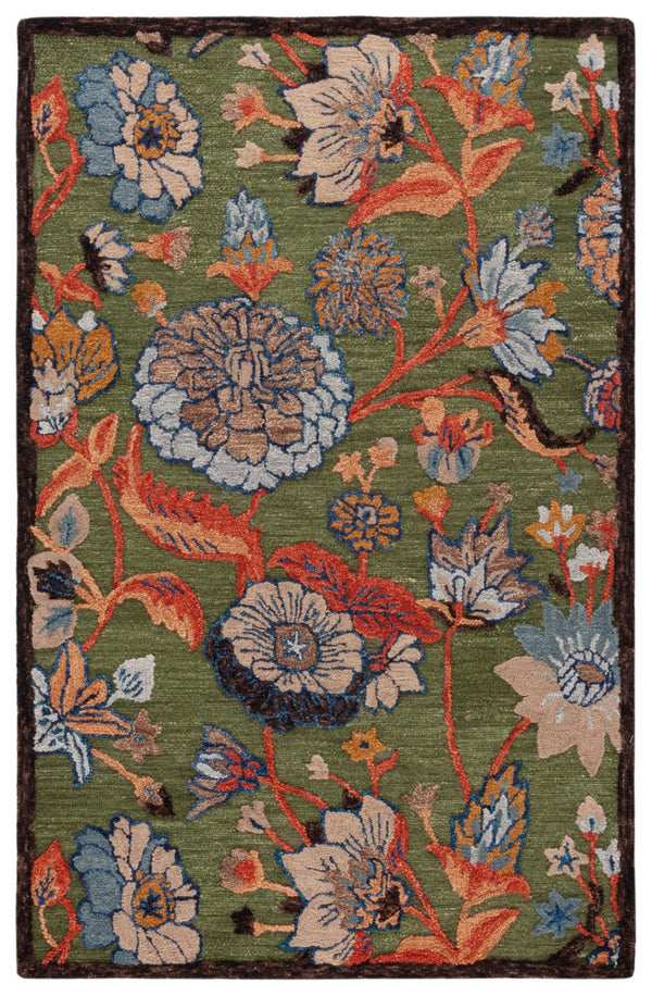 Safavieh Jardin Hand Tufted Floral Area Rug – Luxurious Wool & Cotton Blend For Elegant Home Décor Green ,Blue 80% Wool,20% Cotton Jar759y-3