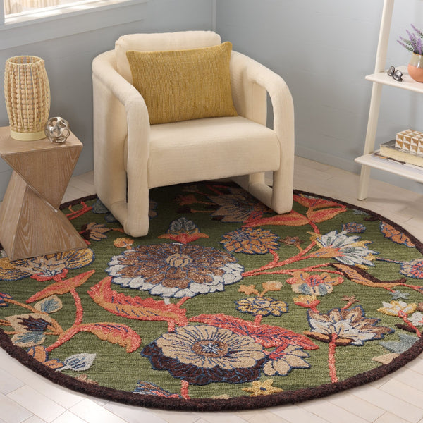 Safavieh Jardin Hand-tufted Floral Area Rug - Timeless Elegance For Hallways And Living Spaces - 80% Wool Green ,Blue 80% Wool,20% Cotton Jar759y-6r