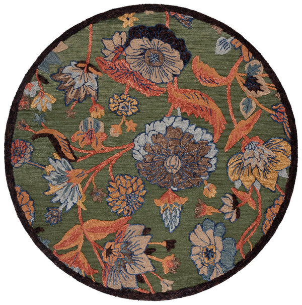Safavieh Jardin Hand-tufted Floral Area Rug - Timeless Elegance For Hallways And Living Spaces - 80% Wool Green ,Blue 80% Wool,20% Cotton Jar759y-6r