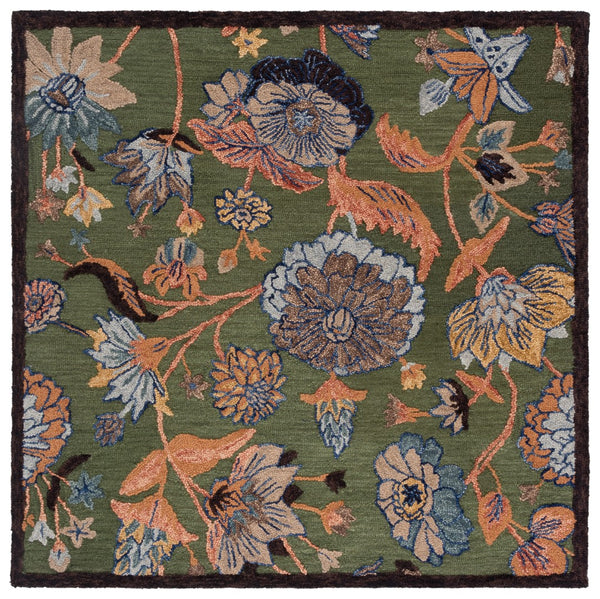 Safavieh Jardin Hand Tufted Floral Area Rug – Luxurious Wool & Cotton Blend For Elegant Home Décor Green ,Blue 80% Wool,20% Cotton Jar759y-3
