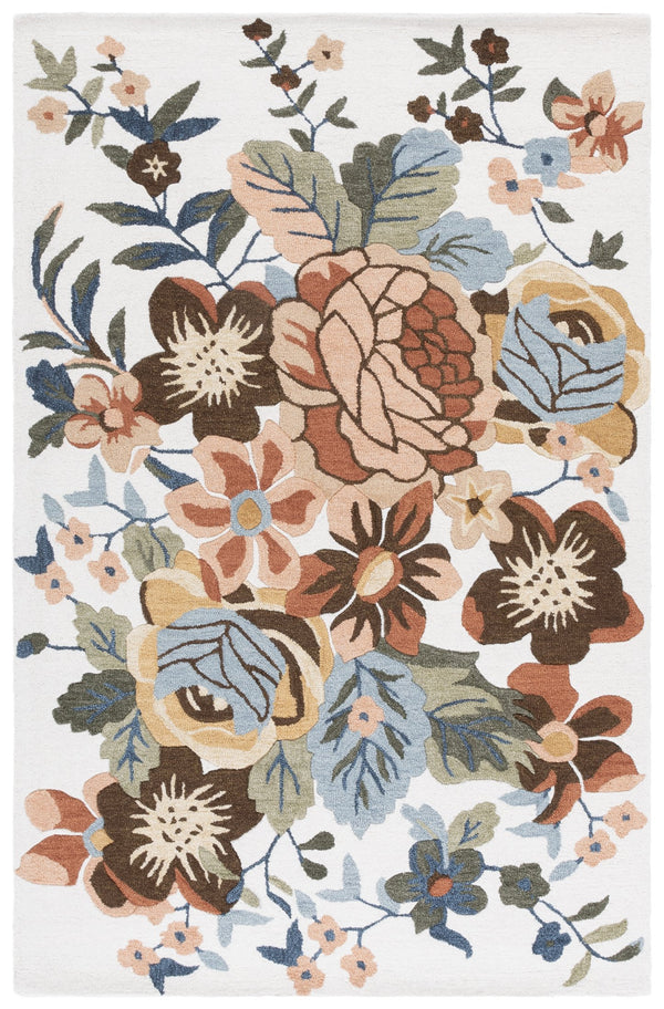 Safavieh Jardin Hand-Tufted Ivory & Green Floral Rug—Premium Wool Low-Profile Design, Timeless Indian Craftsmanship 3'-0" x 5'-0" JAR760A-3