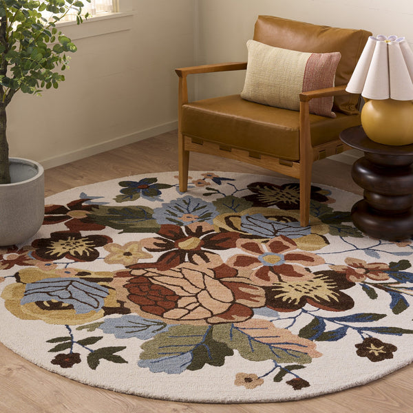 Safavieh Jardin Hand-Tufted Wool-Cotton Area Rug In Ivory & Green With Traditional Floral Motif, Low Pile 4'-0" x 6'-0" JAR760A-4