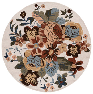 Safavieh Jardin Hand-Tufted Ivory & Green Floral Rug, Wool-Cotton Blend, Low-Profile Luxury For Homes 6'-0" x 6'-0" JAR760A-6SQ