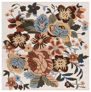 Safavieh Jardin Hand-Tufted Ivory & Green Floral Rug, Wool-Cotton Blend, Low-Profile Luxury For Homes 6'-0" x 6'-0" JAR760A-6SQ