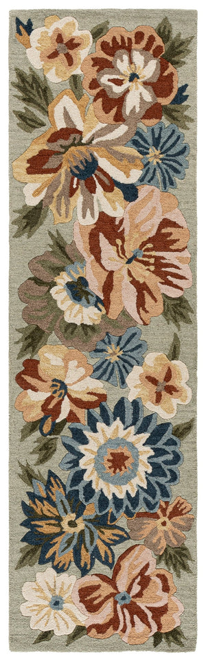 Safavieh Jardin Hand-Tufted Sage And Blue Floral Rug, Wool-Cotton Low Pile Accent For Timeless Comfort 5'-0" x 8'-0" JAR761W-5