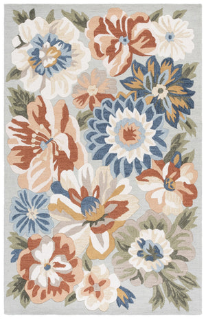Safavieh Jardin Hand-Tufted Sage And Blue Floral Rug, Wool-Cotton Low Pile Accent For Timeless Comfort 5'-0" x 8'-0" JAR761W-5