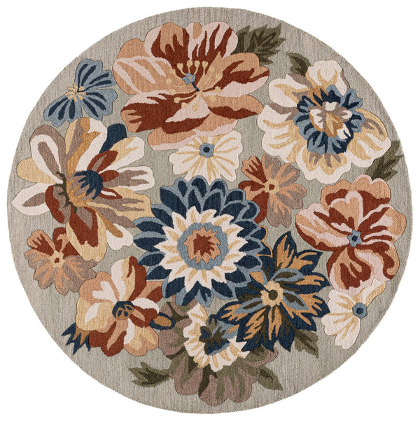 Safavieh Jardin Hand-Tufted Wool-Cotton Round Floral Rug In Sage & Blue — Handcrafted, Low-Pile, Elegant Decor 6'-0" x 6'-0" JAR761W-6R