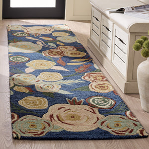 Safavieh Jardin Hand‑Tufted Square Rug In Blue & Pink Floral, 80% Wool 20% Cotton, Low Pile Artisan Craftsmanship 6'-0" x 6'-0" JAR762M-6SQ
