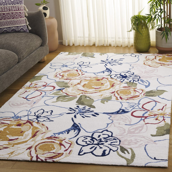 Safavieh Jardin Hand-Tufted Round Area Rug Ivory And Pink Floral Design, 80% Wool Plush Low-Profile Chic 6'-0" x 6'-0" JAR763A-6R