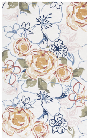 Safavieh Jardin Hand-Tufted Round Area Rug Ivory And Pink Floral Design, 80% Wool Plush Low-Profile Chic 6'-0" x 6'-0" JAR763A-6R