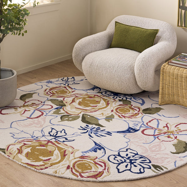Safavieh Jardin Hand‑Tufted Ivory Pink Runner Rug — Country Floral Elegance, Wool‑Cotton Blend Comfort 2'-3" x 8'-0" JAR763A-28