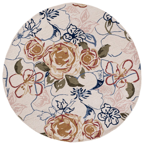 Safavieh Jardin Hand‑Tufted Ivory Pink Floral Rug — Wool‑Cotton Blend Low Profile 1/4" Pile, Elegant Finish 8'-0" x 10'-0" JAR763A-8