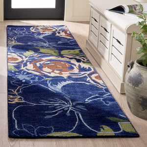Safavieh Jardin Hand-Tufted Wool-Cotton Rug With Country Floral Blue & Green Motif — Plush, Durable Centerpiece 8'-0" x 10'-0" JAR763M-8