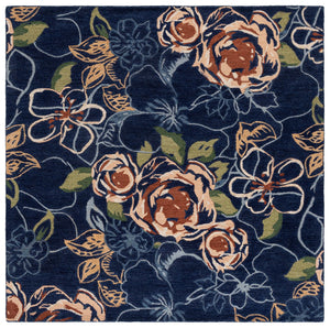 Safavieh Jardin Hand-Tufted Blue Green Floral Rug — Wool-Cotton Blend, Low-Profile Plush For Living Rooms 5'-0" x 8'-0" JAR763M-5