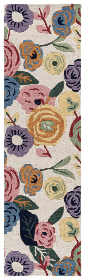 Safavieh Jardin Hand-Tufted Ivory And Pink Floral Rug — Wool-Cotton Blend, Low-Profile Comfort For Cozy Spaces 4'-0" x 6'-0" JAR764A-4