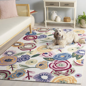 Safavieh Jardin Hand-Tufted Ivory Pink Wool-Cotton Rug — Floral-Inspired Low-Pile Elegance For Living Rooms 5'-0" x 8'-0" JAR764A-5