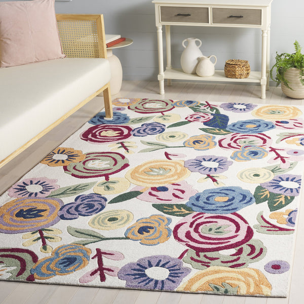Safavieh Jardin Hand-Tufted Ivory Pink Wool-Cotton Rug — Floral-Inspired Low-Pile Elegance For Living Rooms 5'-0" x 8'-0" JAR764A-5