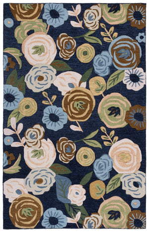 Safavieh Jardin Hand-Tufted Navy & Light Blue Floral Area Rug, Wool-Cotton Blend, Low-Profile Elegance 6'-0" x 6'-0" JAR764N-6SQ