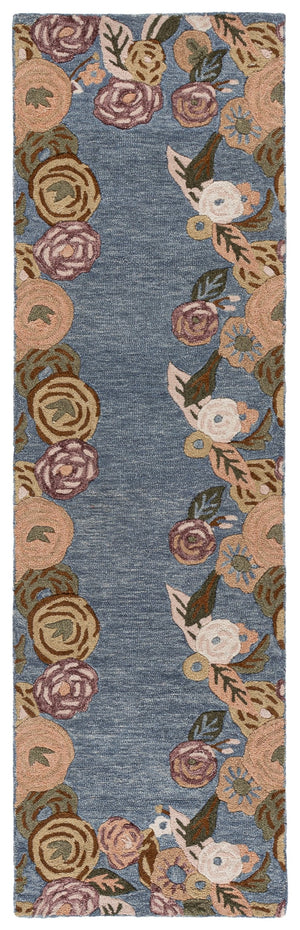 Safavieh Jardin Hand-Tufted Round Wool Rug In Blue & Rust Floral Motif — Low-Profile, Durable, Artisanal Charm 6'-0" x 6'-0" JAR765M-6R