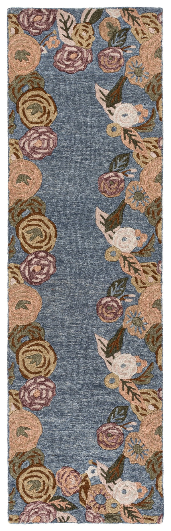 Safavieh Jardin Hand-Tufted Round Wool Rug In Blue & Rust Floral Motif — Low-Profile, Durable, Artisanal Charm 6'-0" x 6'-0" JAR765M-6R