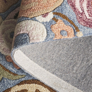 Safavieh Jardin Hand-Tufted Round Wool Rug In Blue & Rust Floral Motif — Low-Profile, Durable, Artisanal Charm 6'-0" x 6'-0" JAR765M-6R